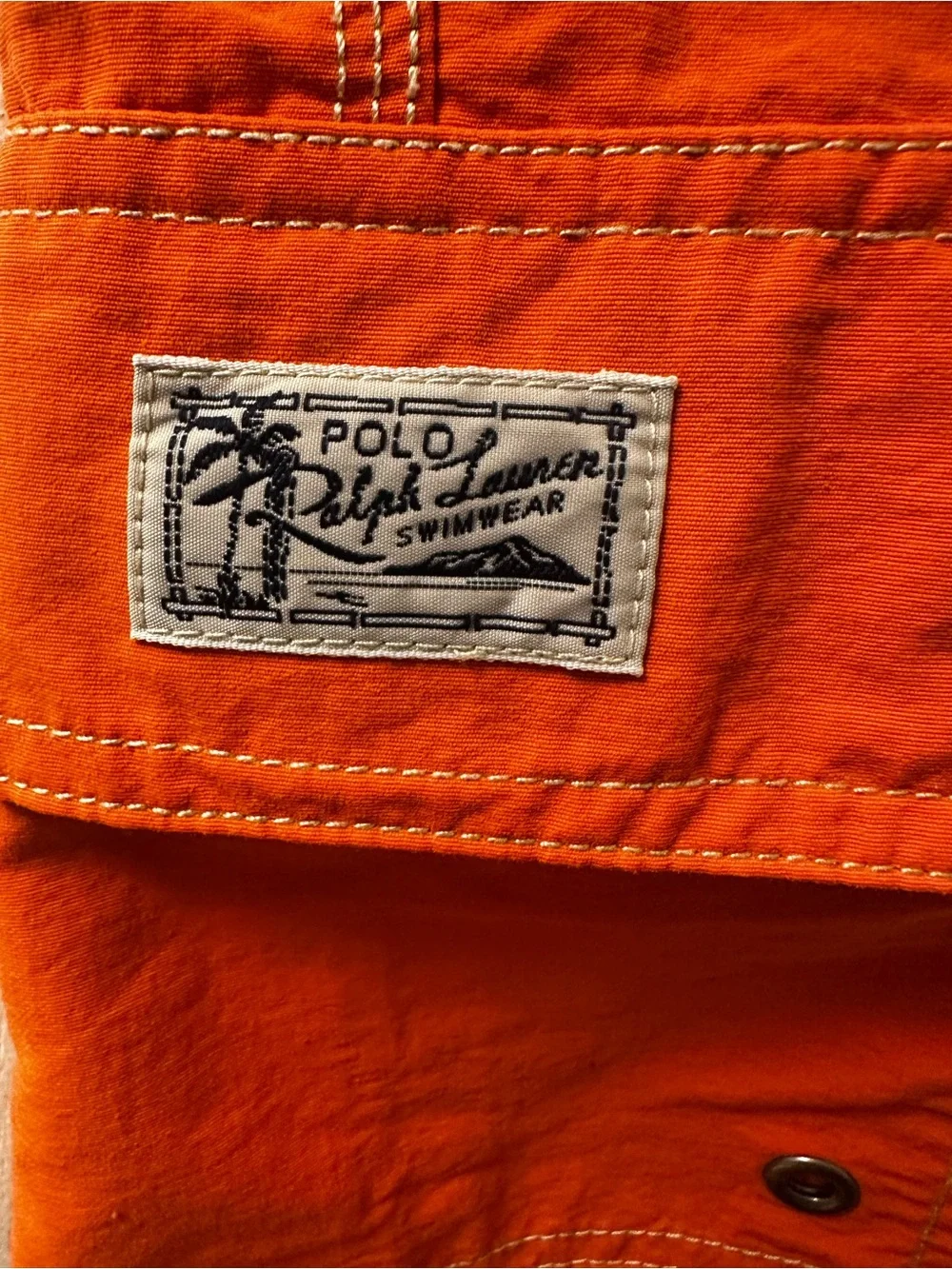 Vintage Polo by Ralph Lauren Orange Swimwear Trunks with Logo Patch